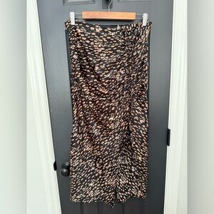 Cider | Black and Peach Patterned Pencil Skirt w/ Cinched Side Detailing